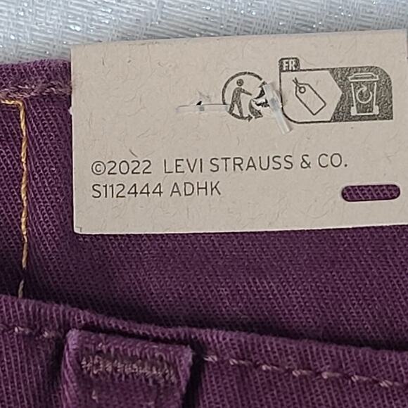 Levi's 514 straight stretch jeans deep burgundy mens Size 30x30 casual normcore - Picture 6 of 11